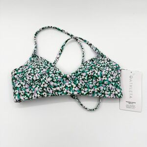 Athleta Triangle Bikini Top A-C Green Purple Floral Print 657698-02 Small Petite
